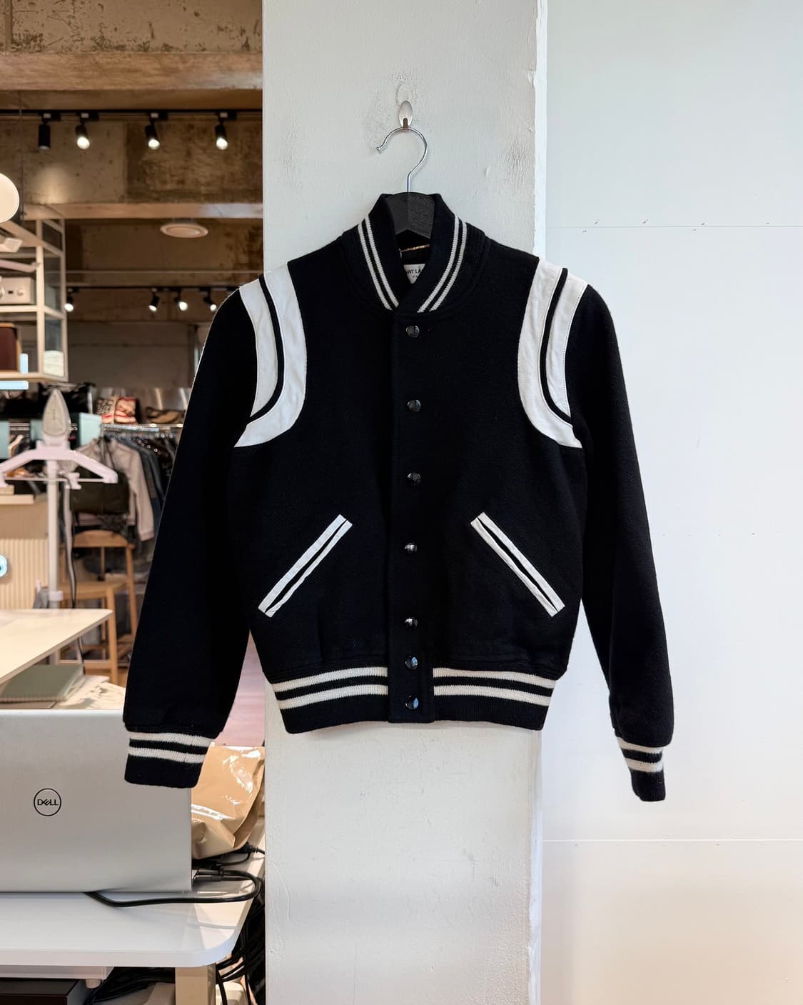 생로랑 블랙 울 테디 바시티 자켓 상품이미지2