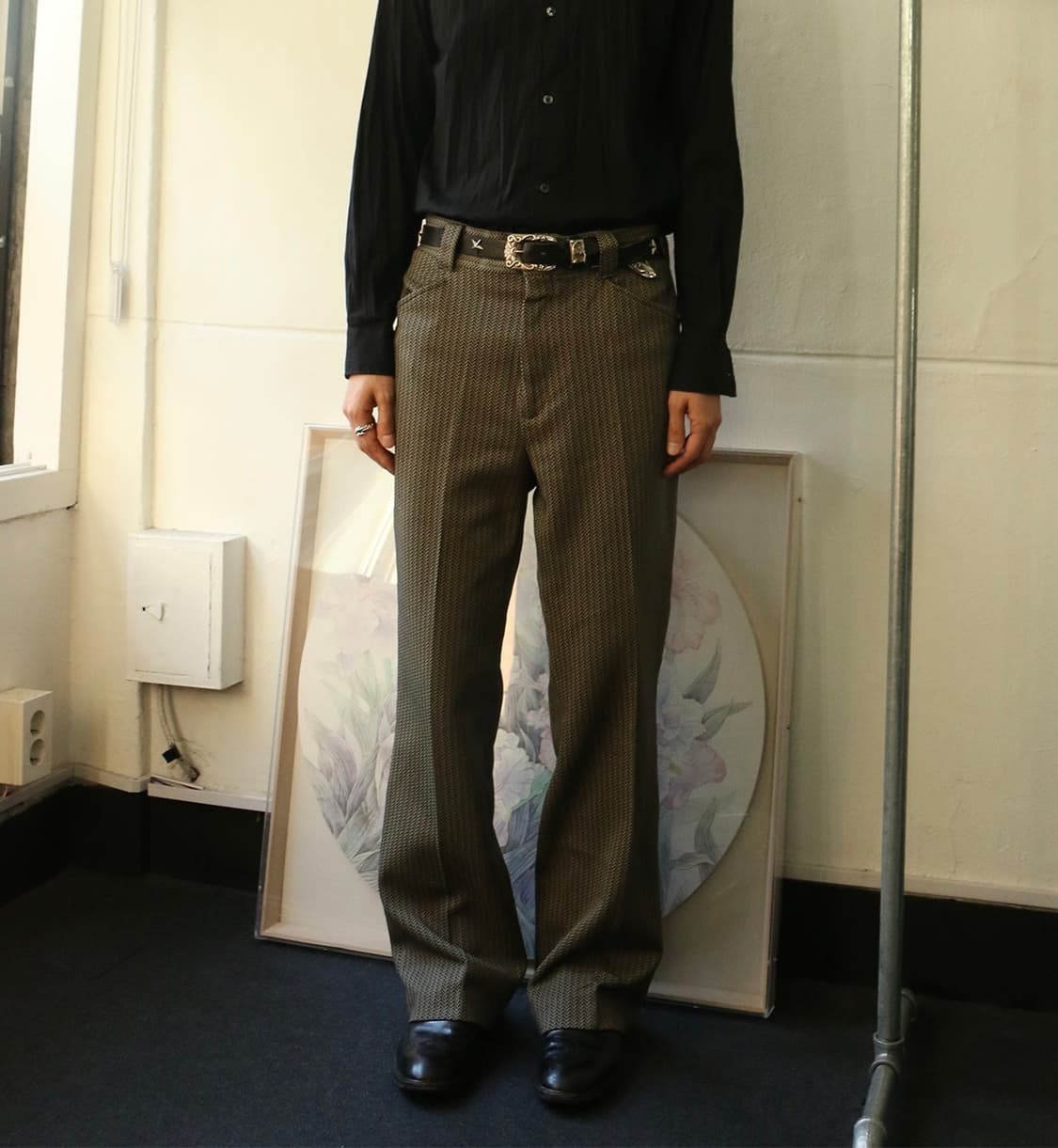 70s USA 폴리 부츠컷 팬츠 상품이미지1