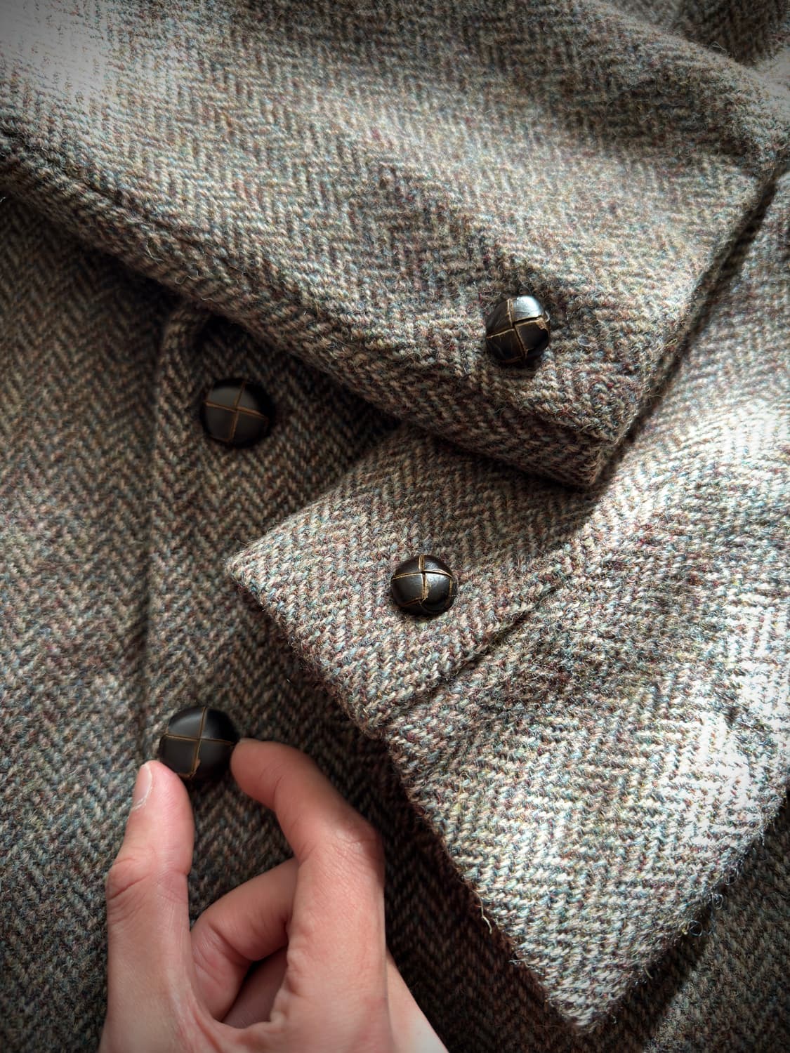 90s 헤리스트위드 그린우즈 헤링본 울 블레이저 상품이미지6