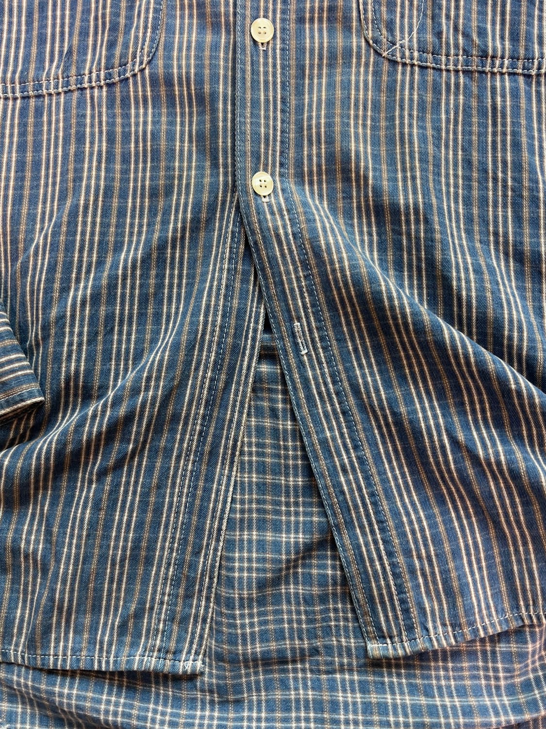 [XL] 90s 스투시 크라운택 블루 체크 셔츠 상품이미지6