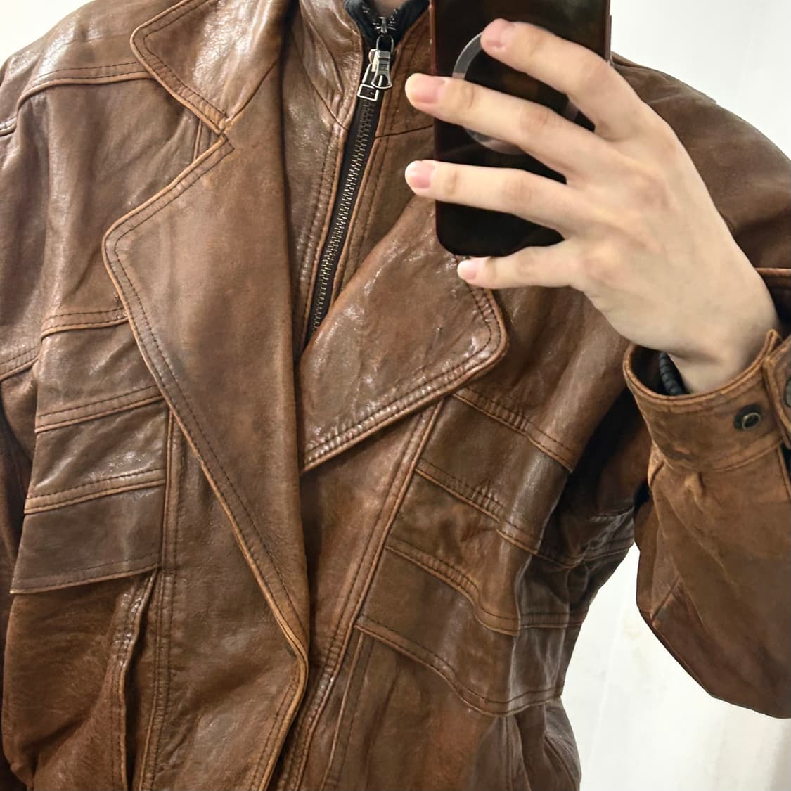 H.B. Leather 양가죽 레이어드 웨스턴 봄버 자켓 상품이미지3