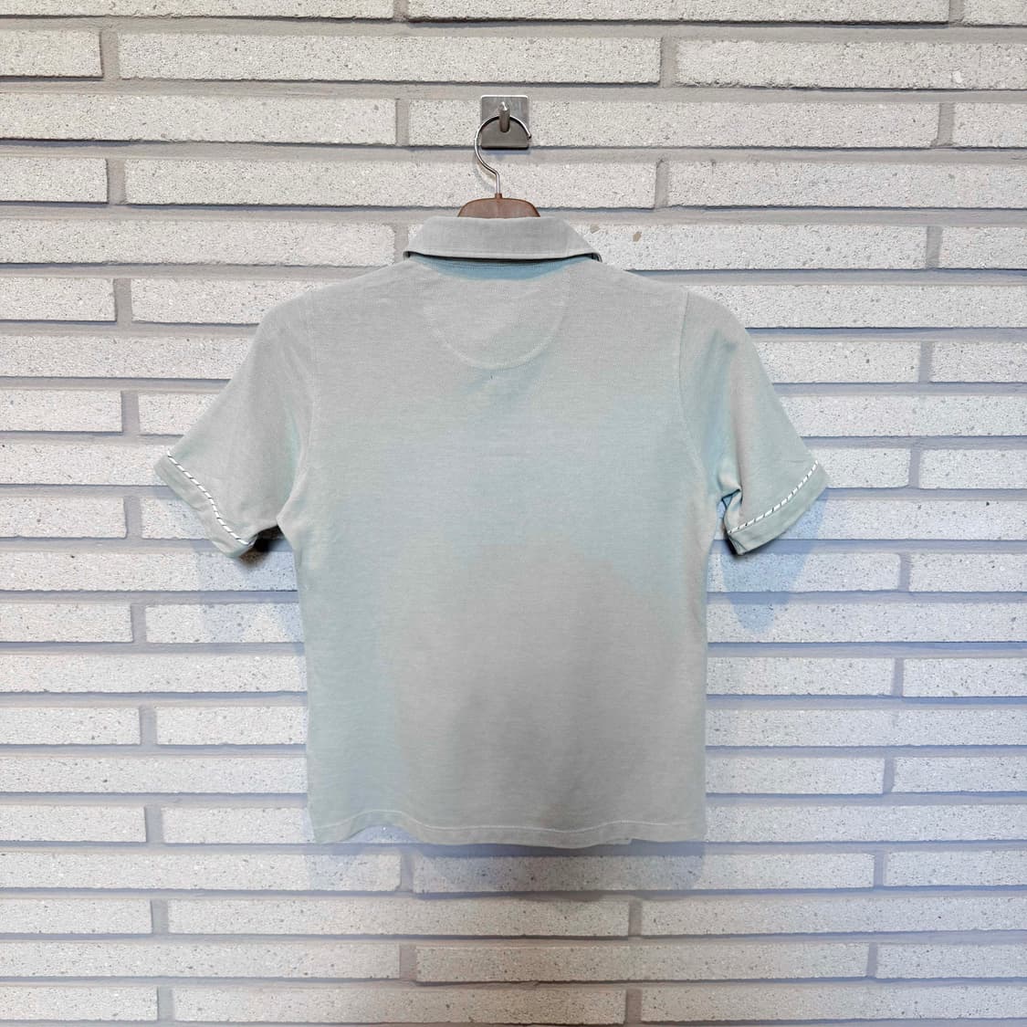JPN VINTAGE PK 소매 카라 라인 배색 스티치 디테일 민트 상품이미지2