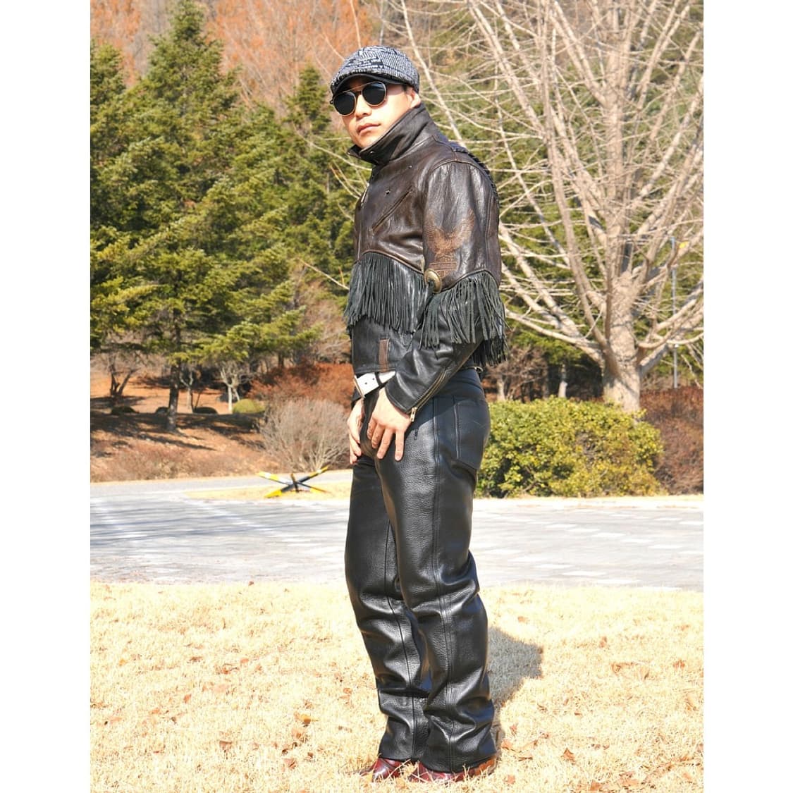 진짜 소가죽 바지 36 상품이미지4
