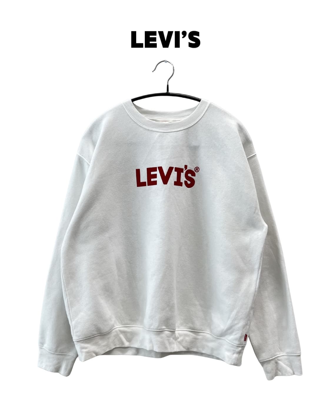 리바이스 로고 프린팅 맨투맨 화이트/레드 상품이미지1