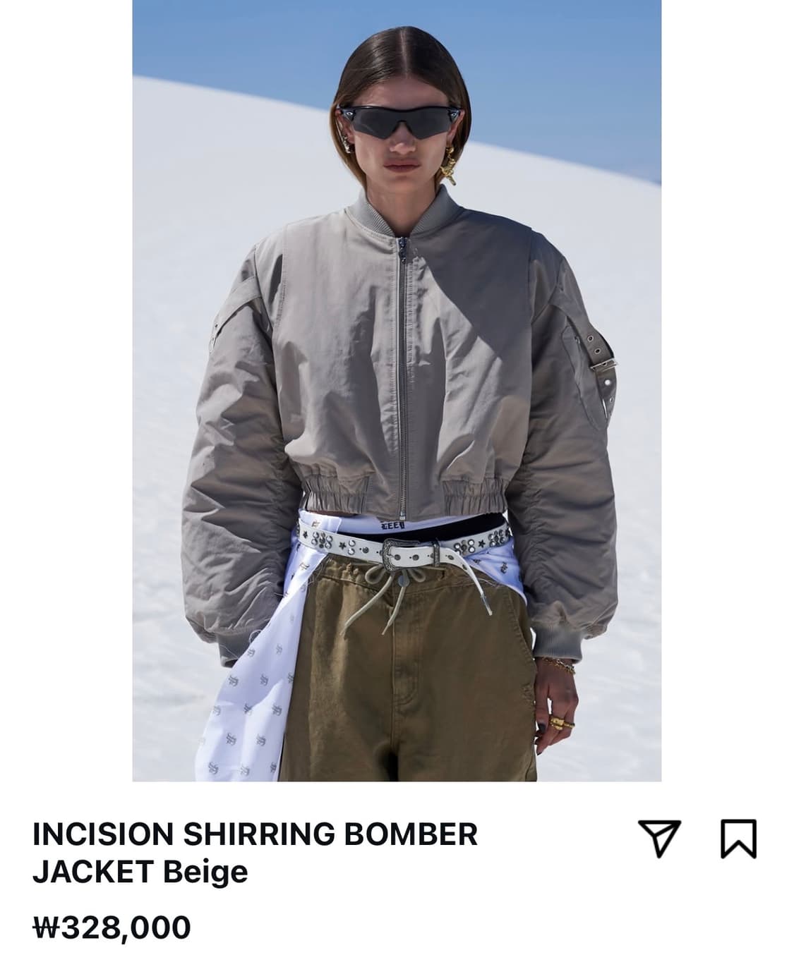 INCISION SHIRRING BOMBER JACKET Beige 상품이미지1