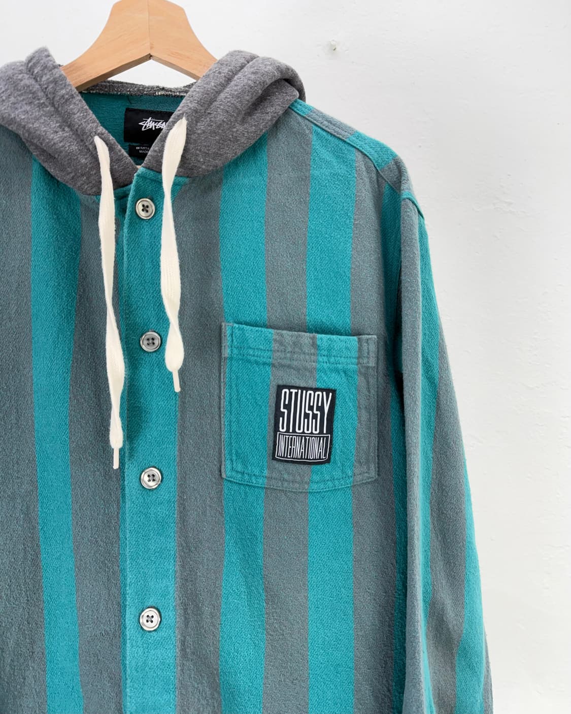 스투시 16fw 블루 스트라이프 후디 플란넬 셔츠 자켓 상품이미지3