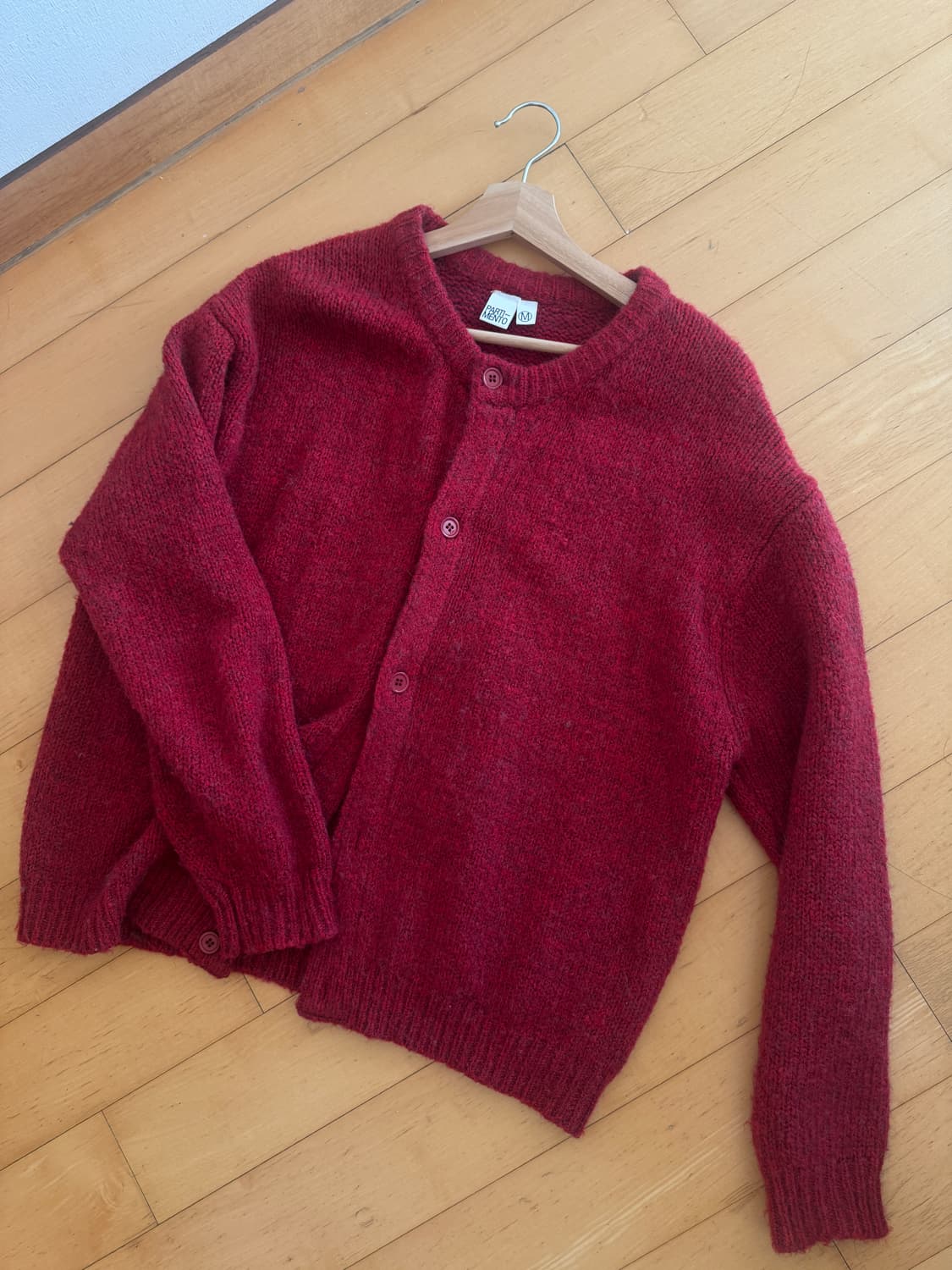 파르티멘토 알파카 모헤어 가디건M(그레이,레드) 상품이미지3