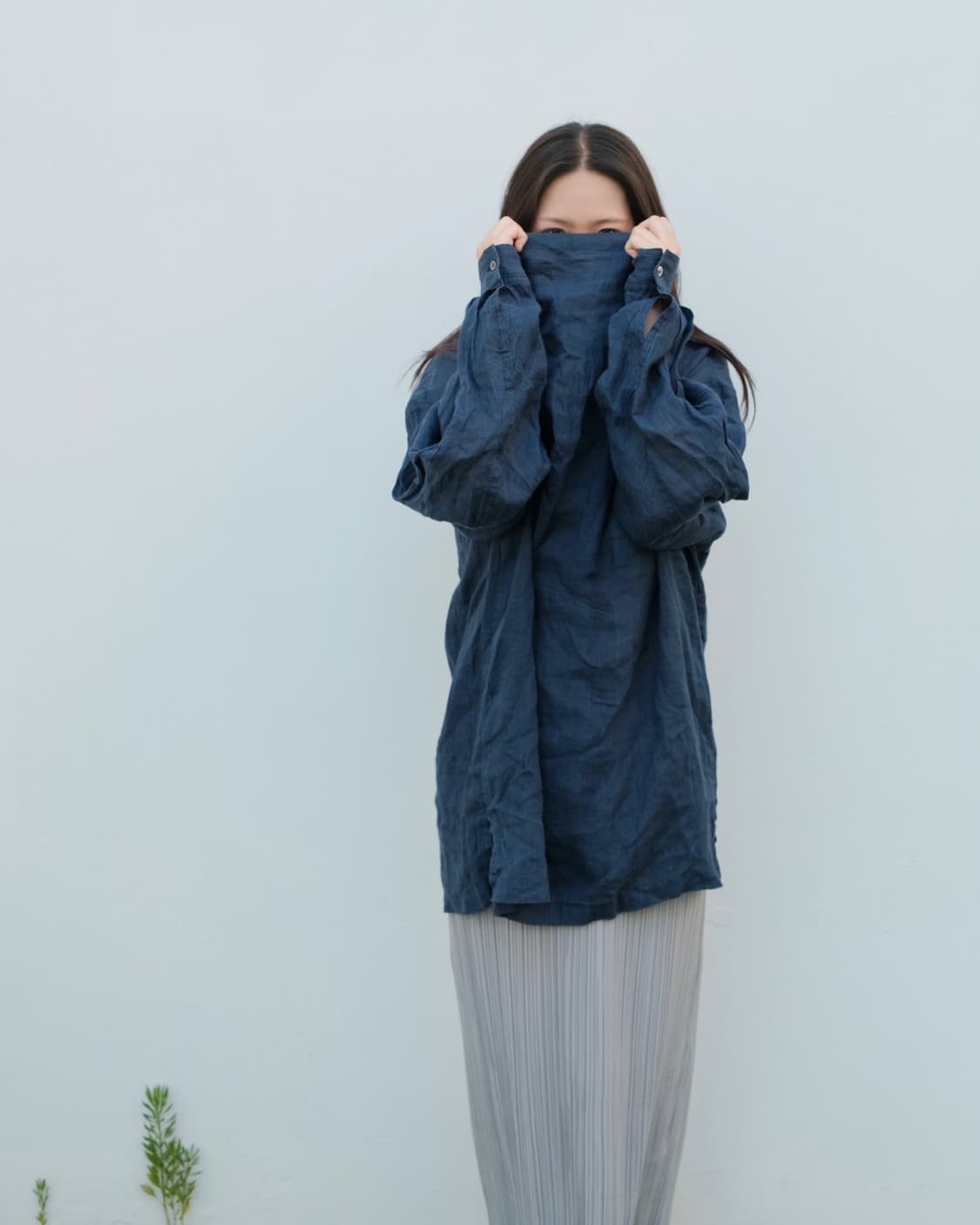 올드 이세이미야케 메인라인 린넨 하이넥 풀오버 셔츠 상품이미지1