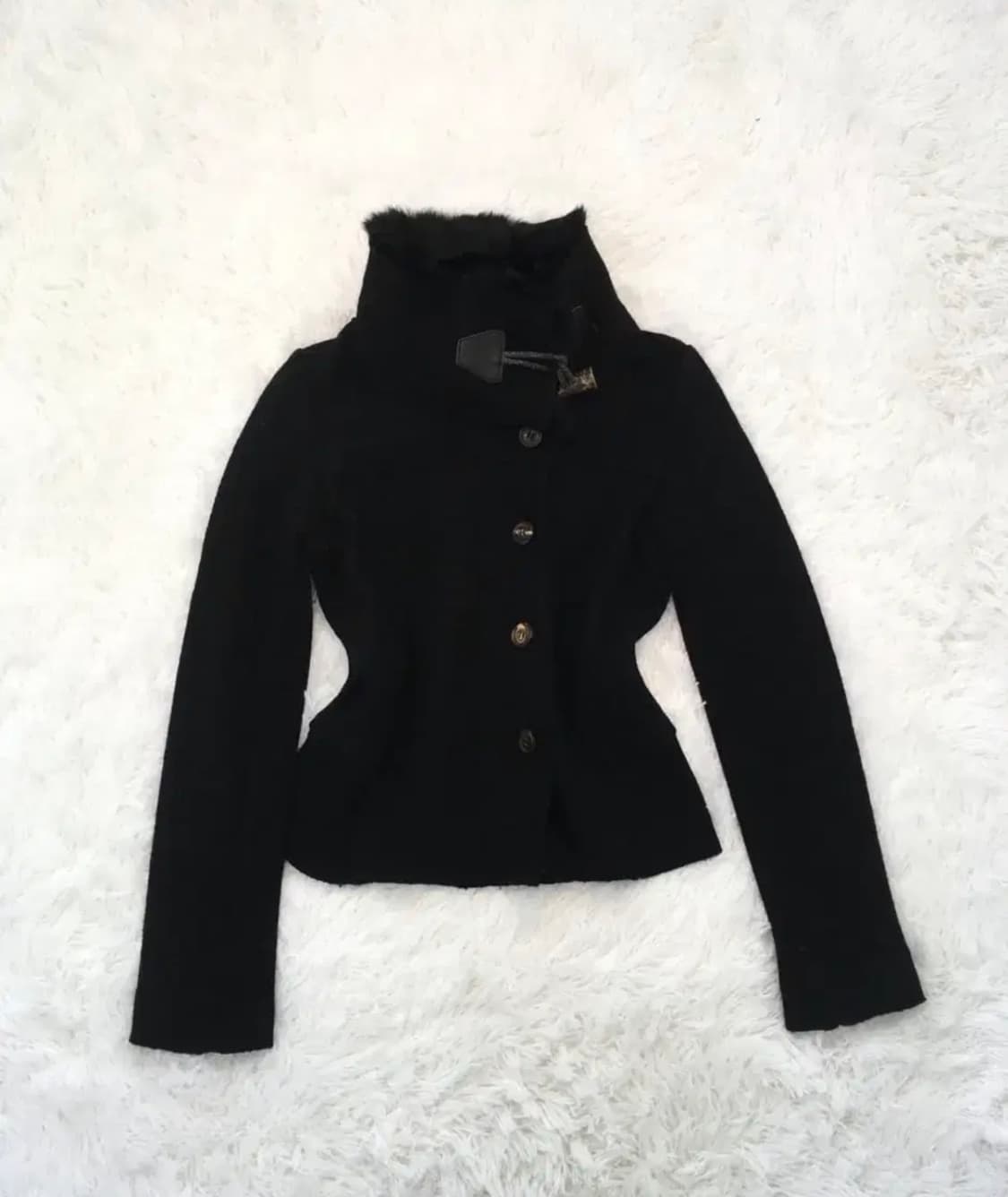 갸루st 니트 하이넥 퍼 자켓 상품이미지1