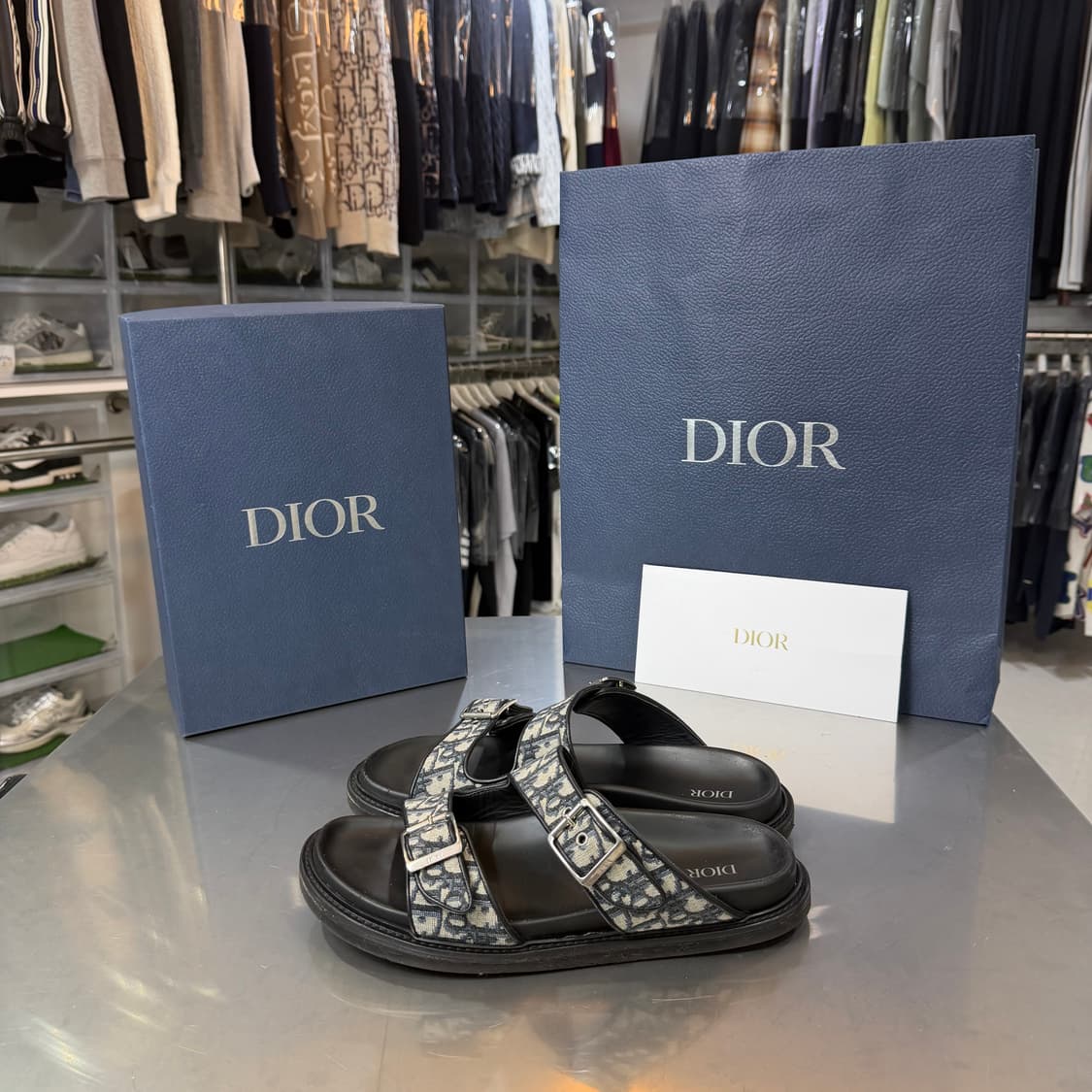 [리오브] 디올 오블리크 아쿠아 스트랩 샌들 슬리퍼 상품이미지1