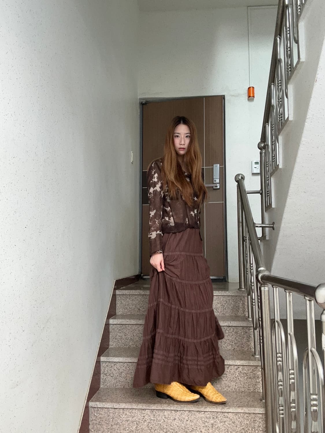 베네통 브라운 코튼 롱 스커트 상품이미지6