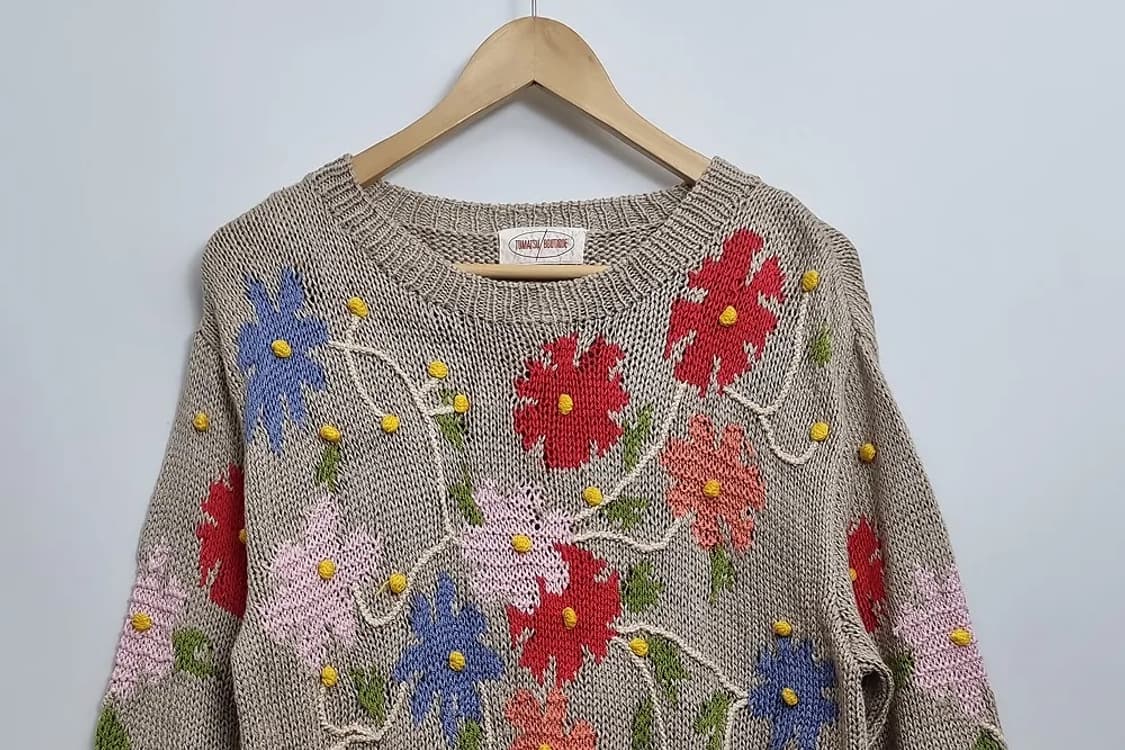 TOMATSU BOUTIQUE 플라워 자수 니트 코튼  상품이미지3