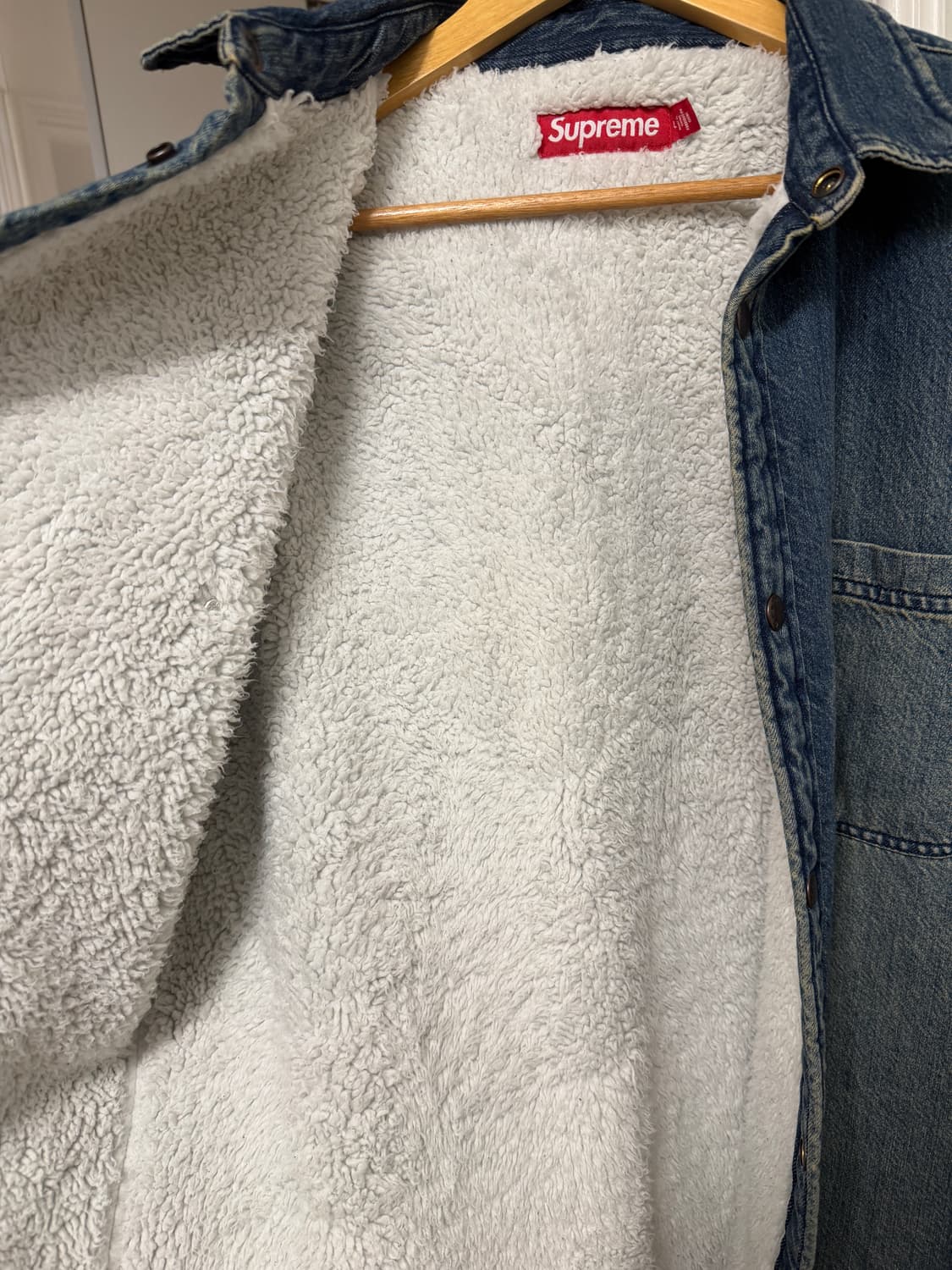 슈프림 셔링 라인드 데님 워크 셔츠 워시드 인디고 상품이미지3