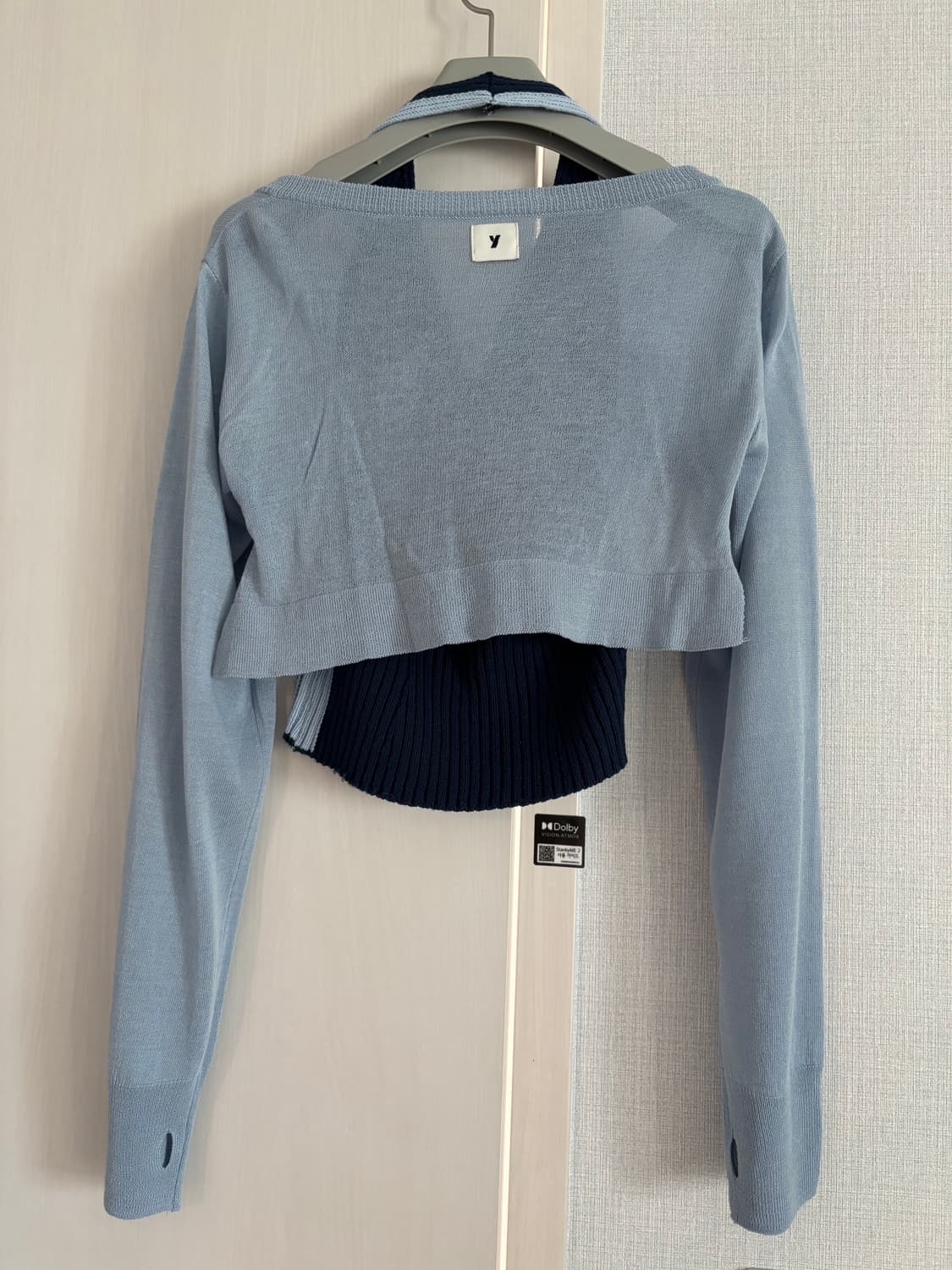 유즈 yuse 홀터 슬리브리스 썸머 볼레로 세트 블루 상품이미지4