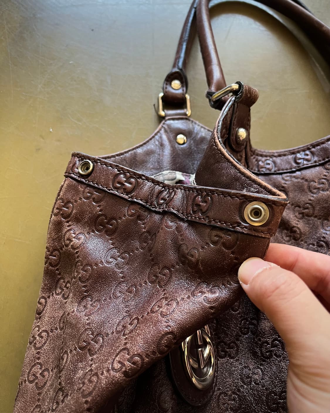 Old GUCCI Italy Shima Suki Leather Bag 상품이미지4
