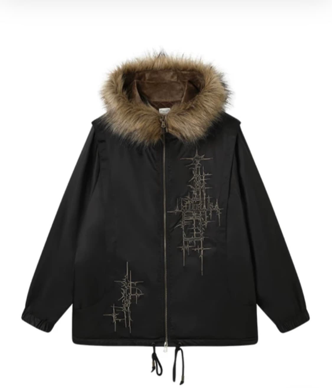 achihara 페이크퍼 윈드브레이커 자켓 블랙 s 상품이미지4