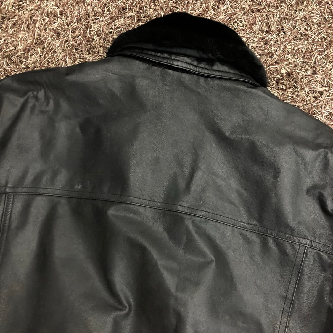 빈티지 양가죽 봄버 레더 퍼 카라 가죽 자켓  상품이미지6