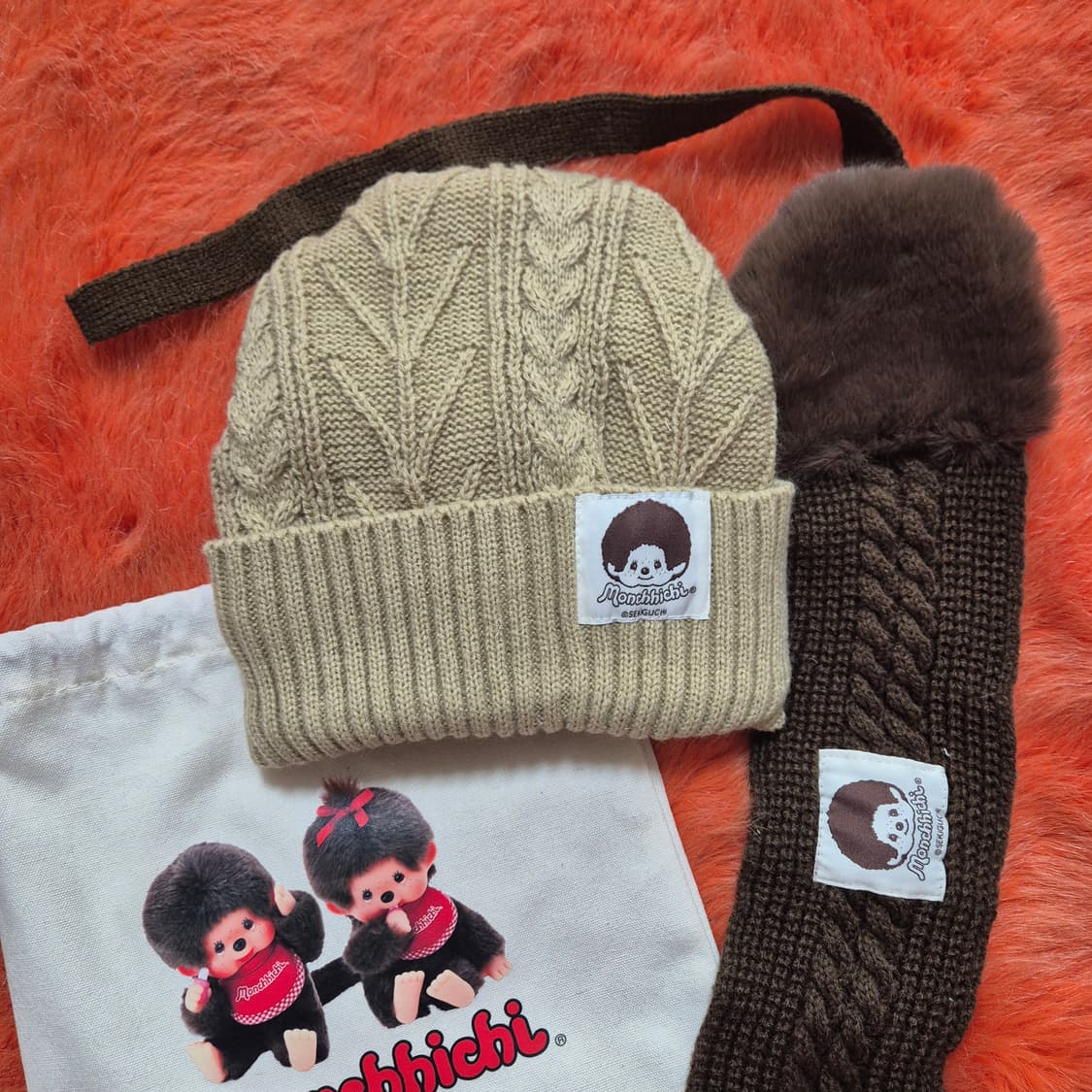 monchhichi 몬치치 털비니 귀돌이 파우치 세트 새상품 상품이미지4