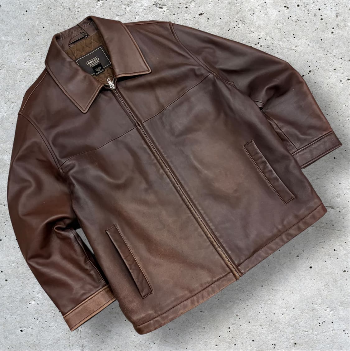 [L] 코치 빈티지 가죽 레더 자켓 브라운 C786 상품이미지1