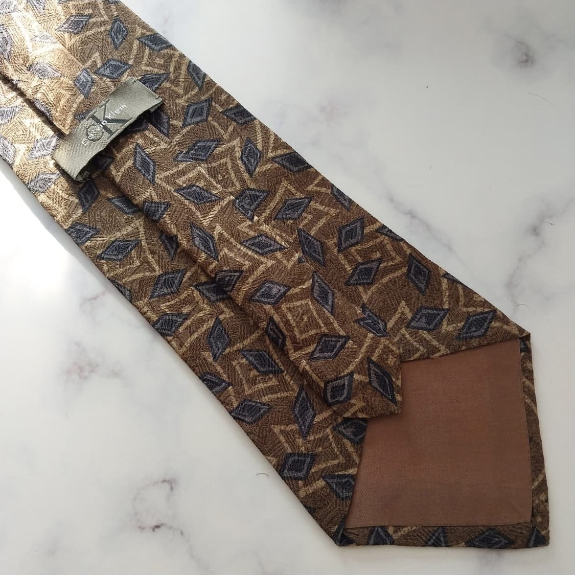 캘빈클라인 실크 브라운 기하 패턴 넥타이 10.5cm A+등급 K1291 상품이미지8