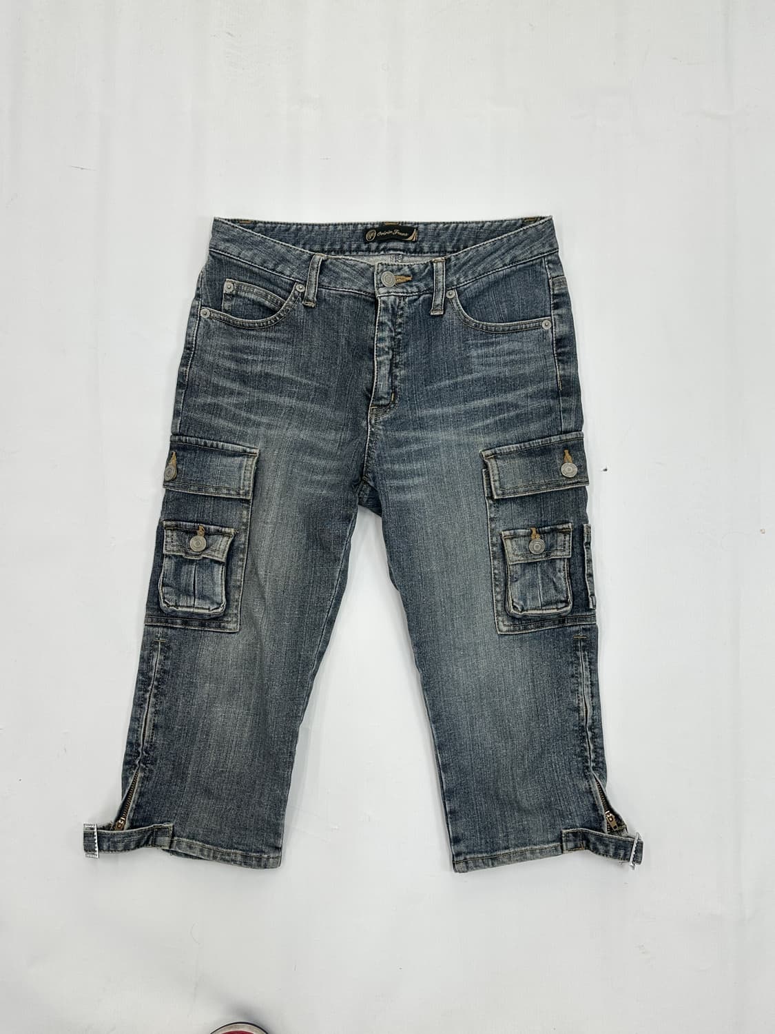 ⭐️y2k 데코라 워싱 빈티지 카고 7부 데님 팬츠⭐️ 보헤미안 펑크 상품이미지2