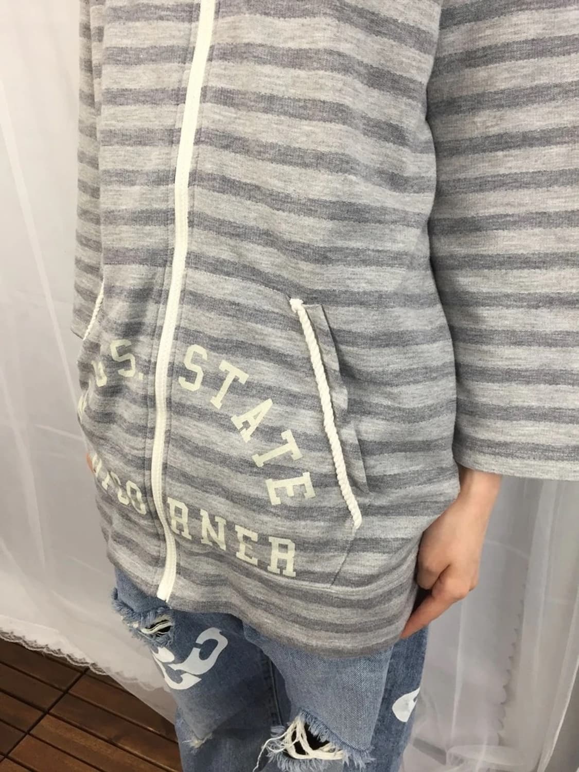 Jpn Boston Stripe Long Zip Hoodie 상품이미지4