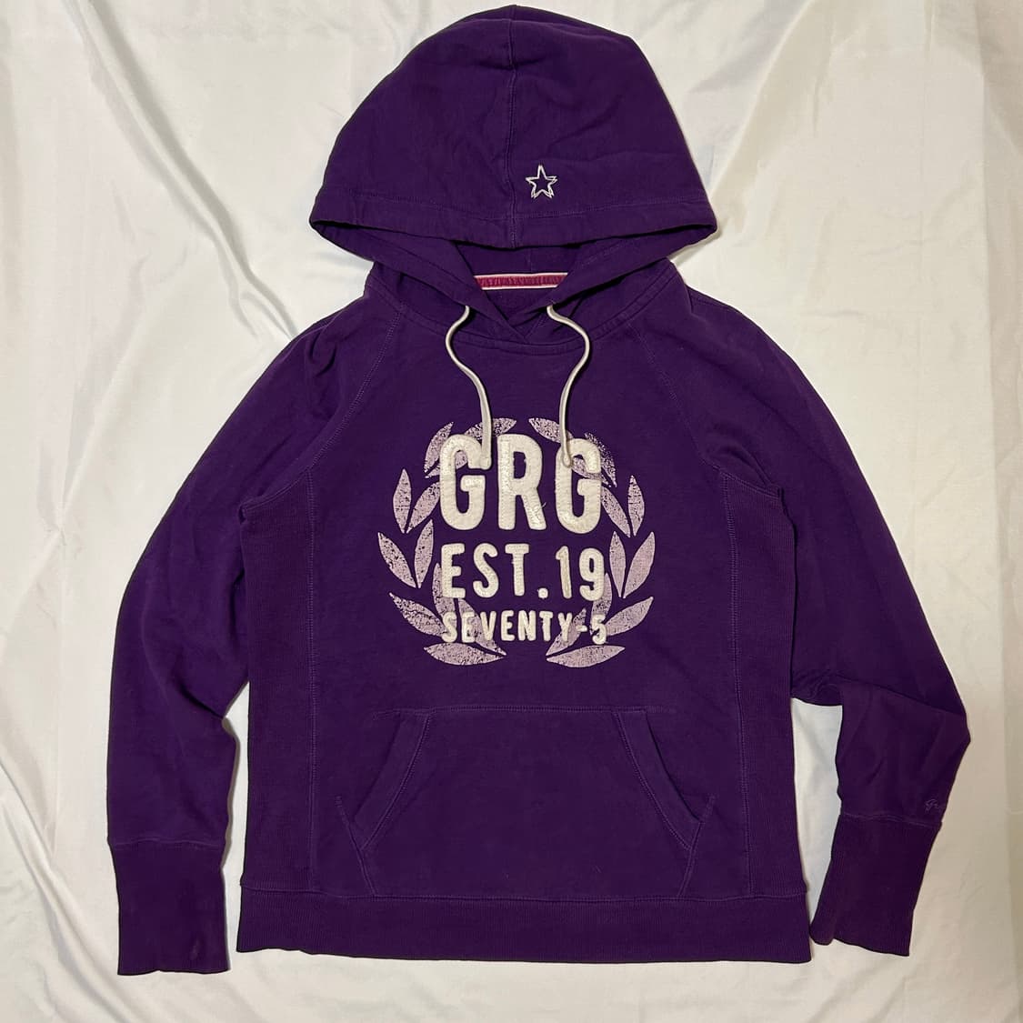 빈티지 프린팅 퍼플 후드티 상품이미지4