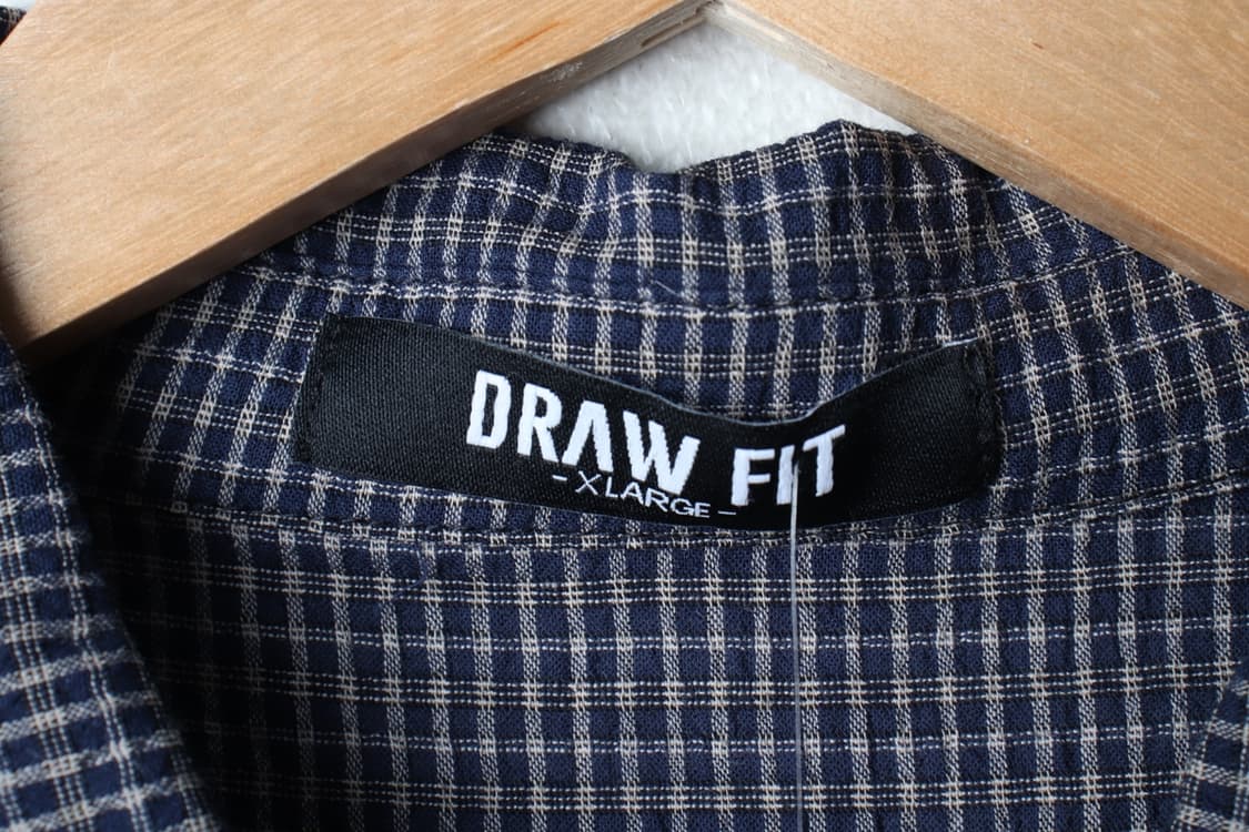 (XL-2XL) 드로우핏 셔츠 남방 체크 네이비 여름용 시원-H32652 상품이미지5