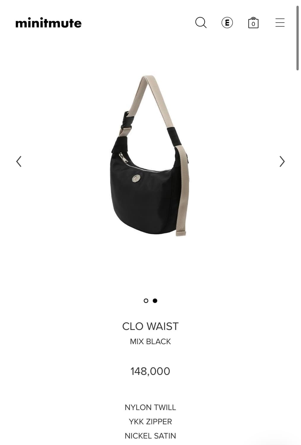 미닛뮤트 minitmute 클로 웨이스트 블랙/실버 크로스백 상품이미지8