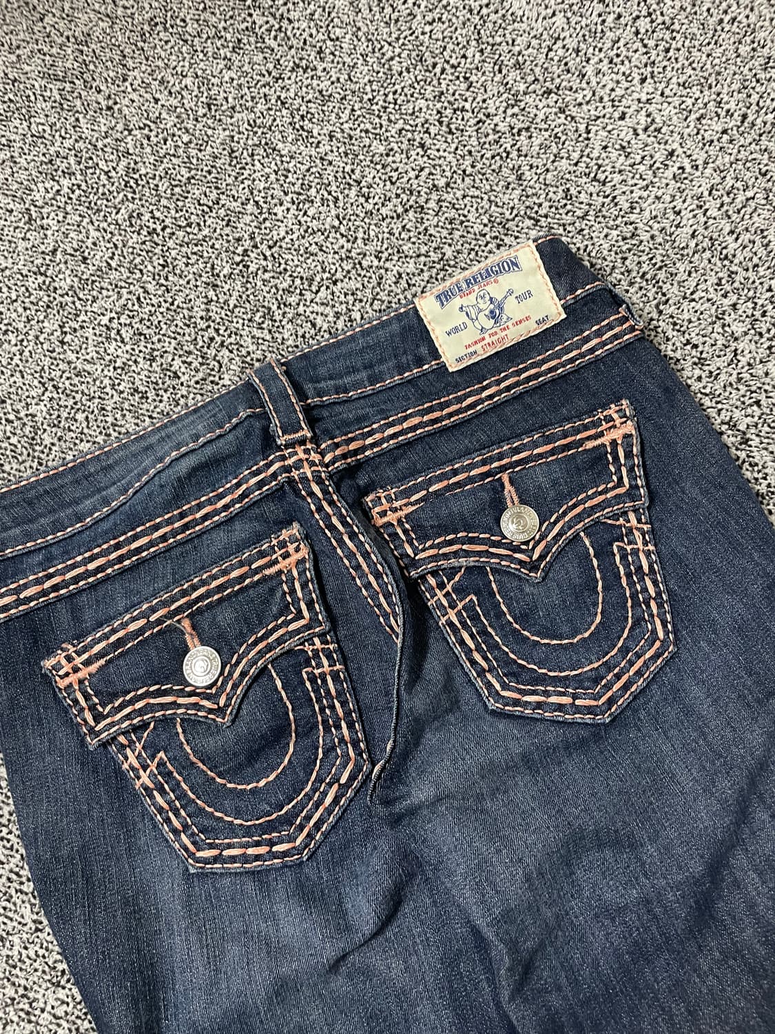 빈티지9. 트루릴리전 로즈골드 스티치 로우라이즈 워시드 데님팬츠 청바지 상품이미지4