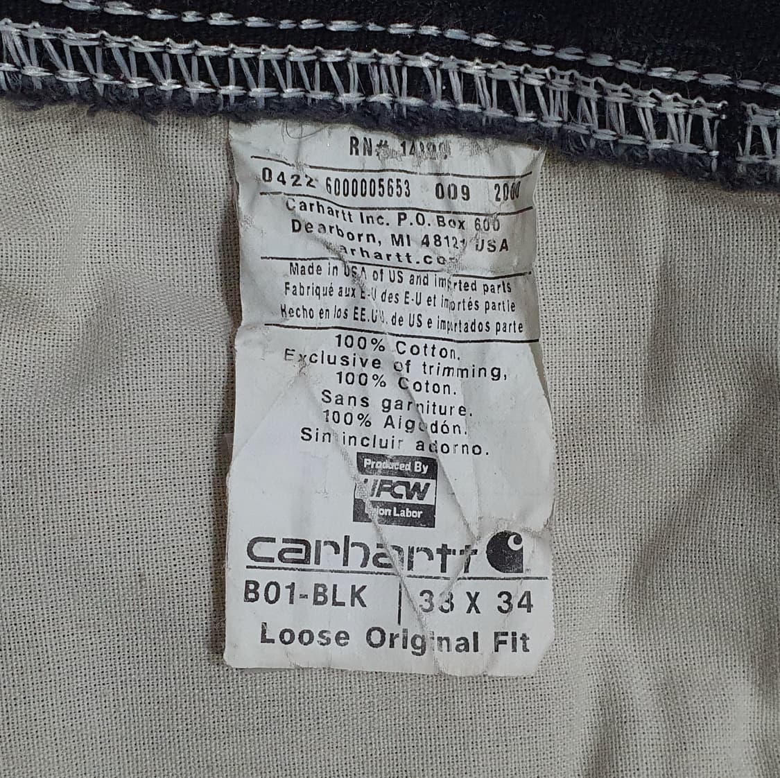 칼하트 더블니 b01 블랙 33 (31~32) usa made 루즈핏 상품이미지8