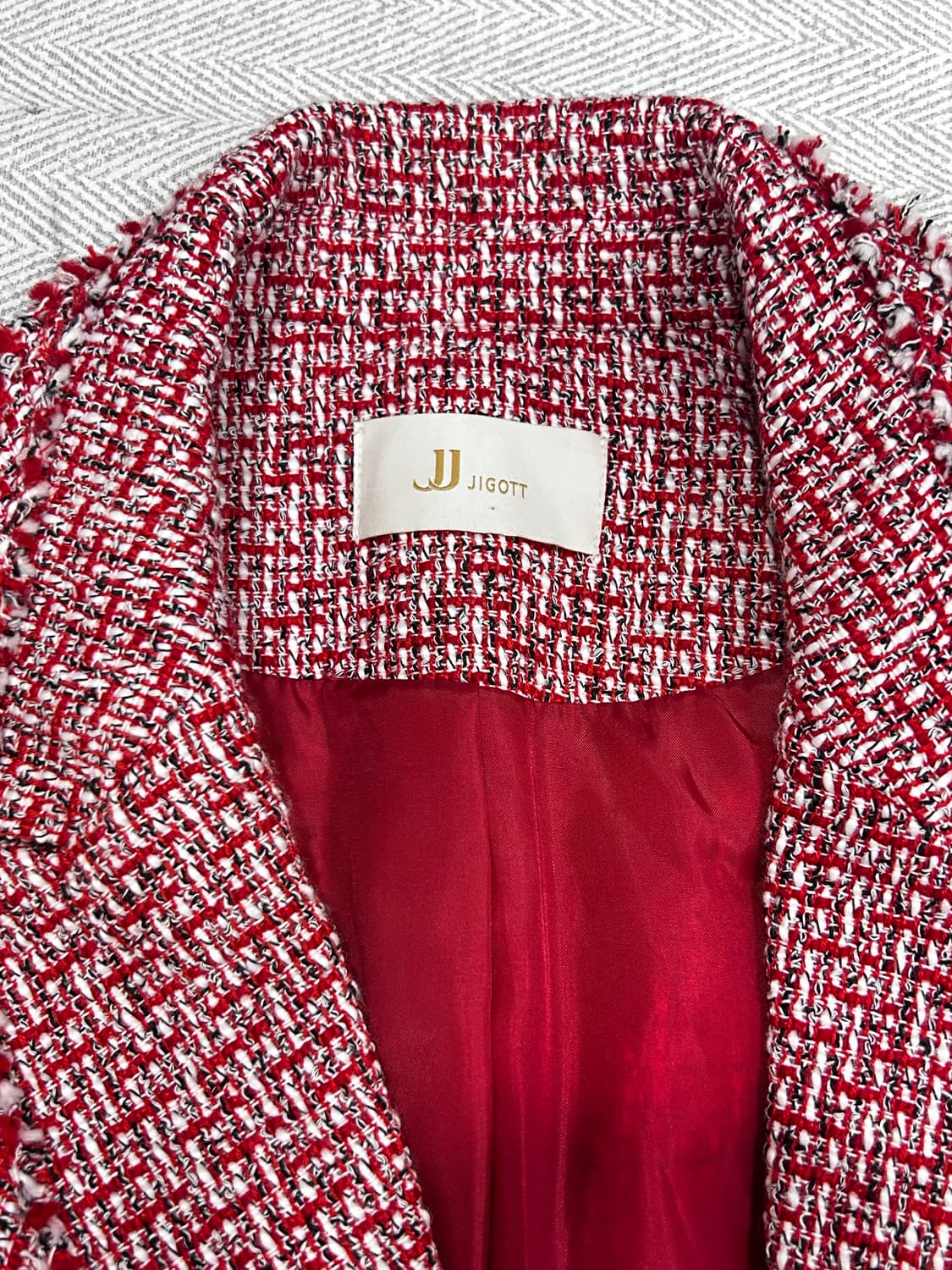 지고트 레드 트위드 자켓 55-66사이즈 상품이미지5