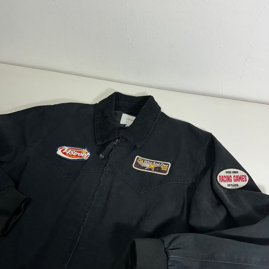 95 714STREET 블랙 카라 코듀로이배색 캔버스 워크자켓 상품이미지1