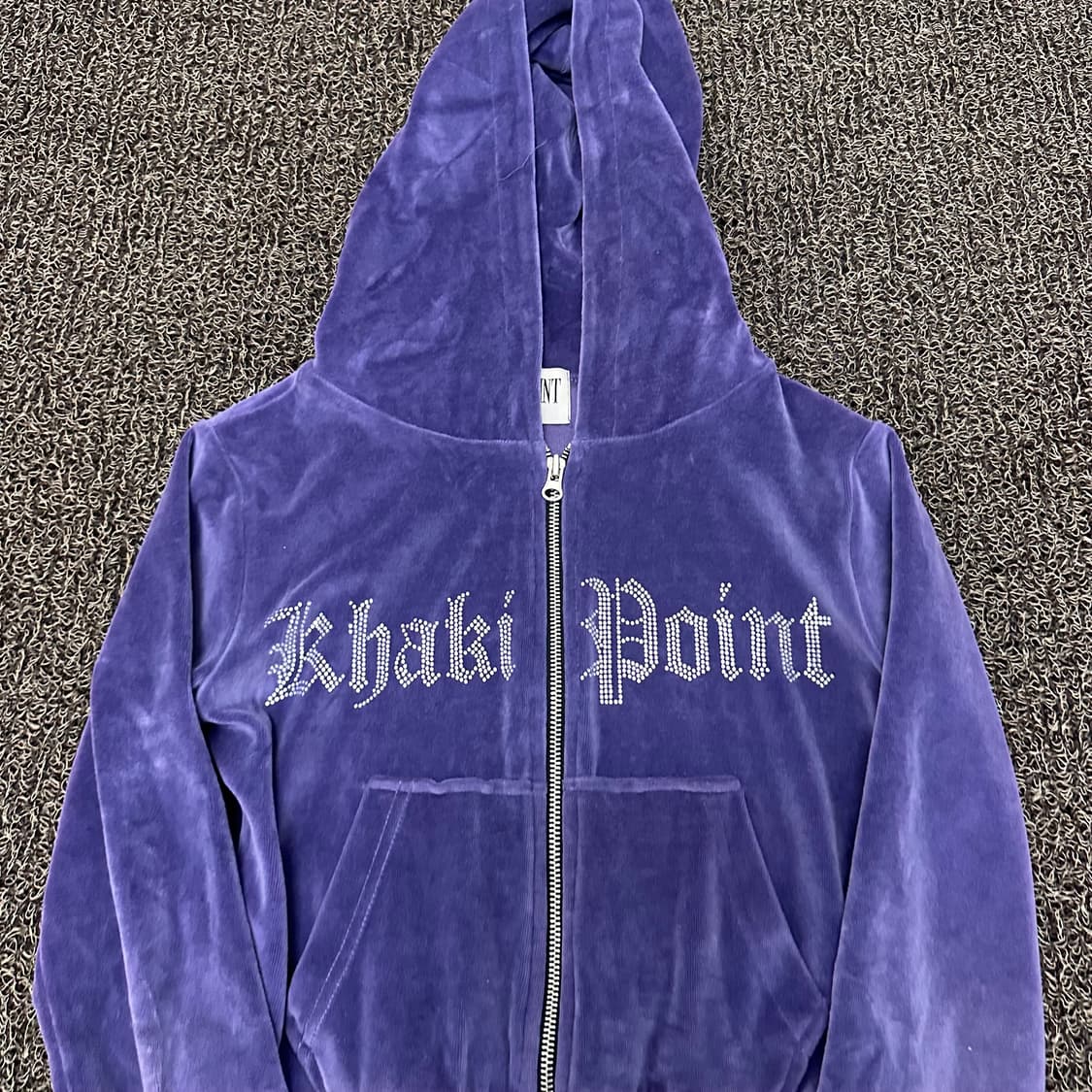 카키포인트 벨벳 큐빅 후드집업 퍼플 상품이미지2