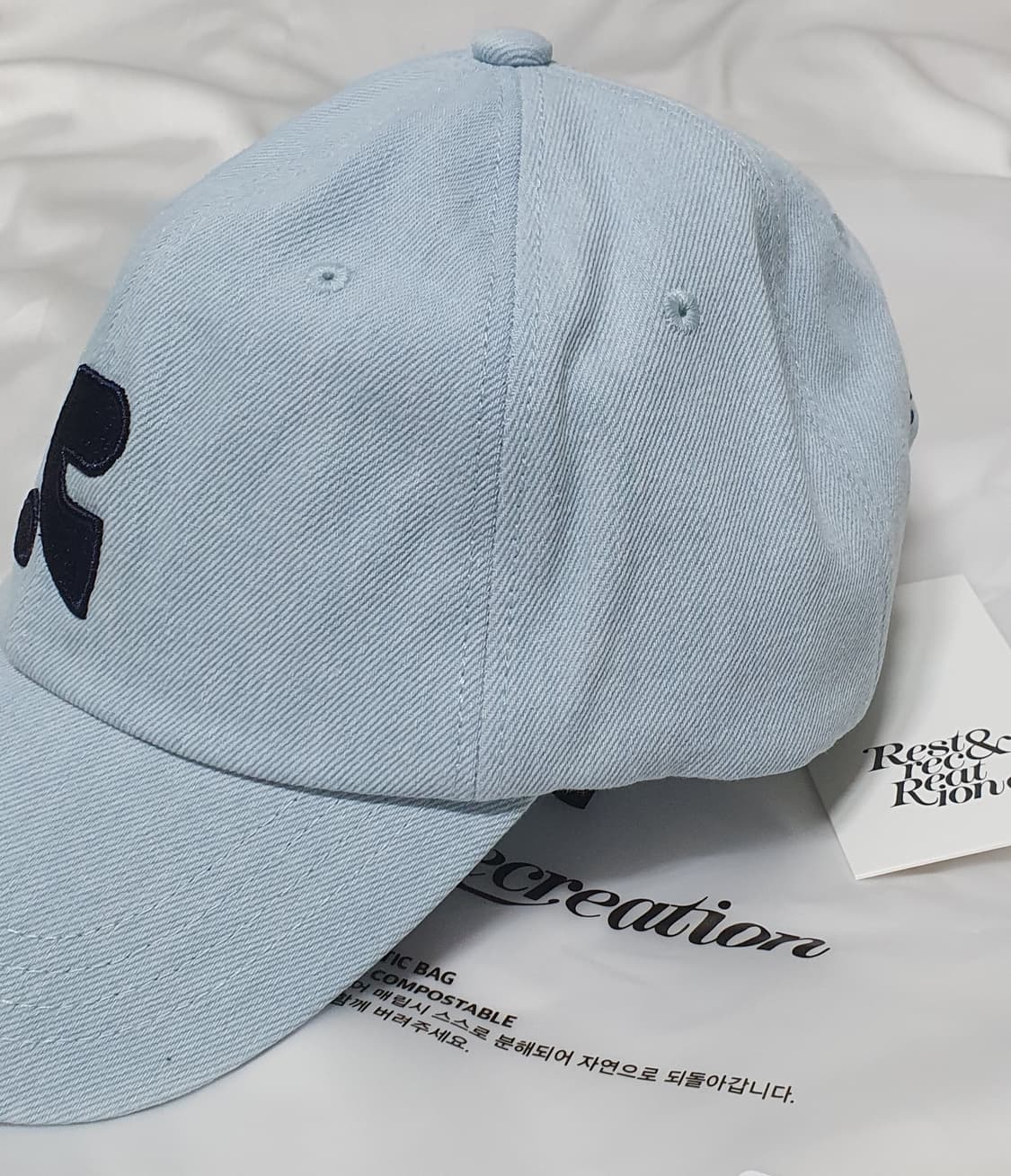 라이트블루 연청 레스트앤레크레이션 데님 볼캡 모자 상품이미지4