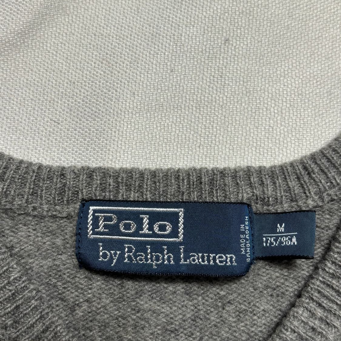 M 폴로랄프로렌 버건디 포니 램스울 그레이 브이넥 니트 상품이미지4