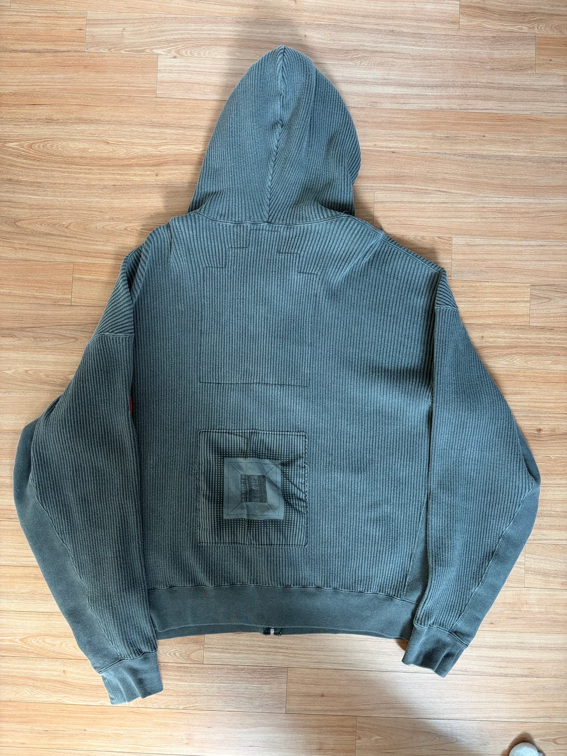 [XL] 카브엠트 오버다이 와이드 립 컷 집 후드 차콜  상품이미지3