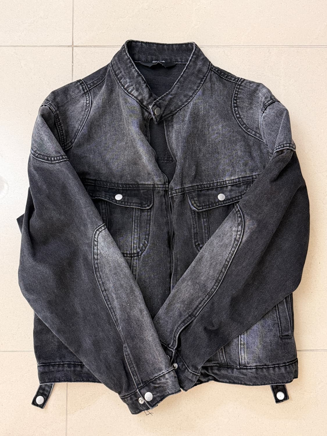 트릴리온 페이드 워싱 바이커 데님 자켓 상품이미지1