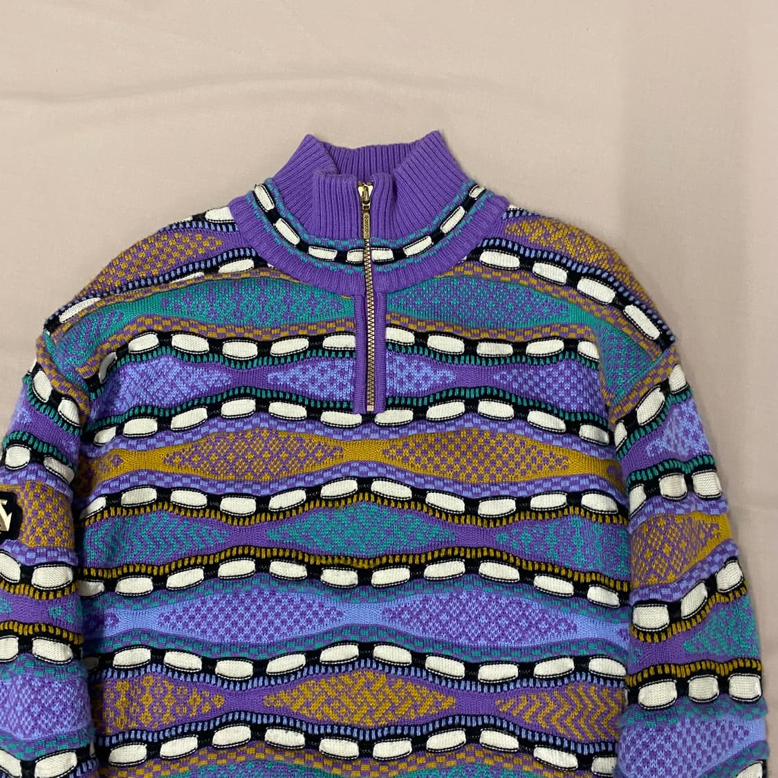 급처! 데상트 오스트리아 케이블 니트 반집업 상품이미지3