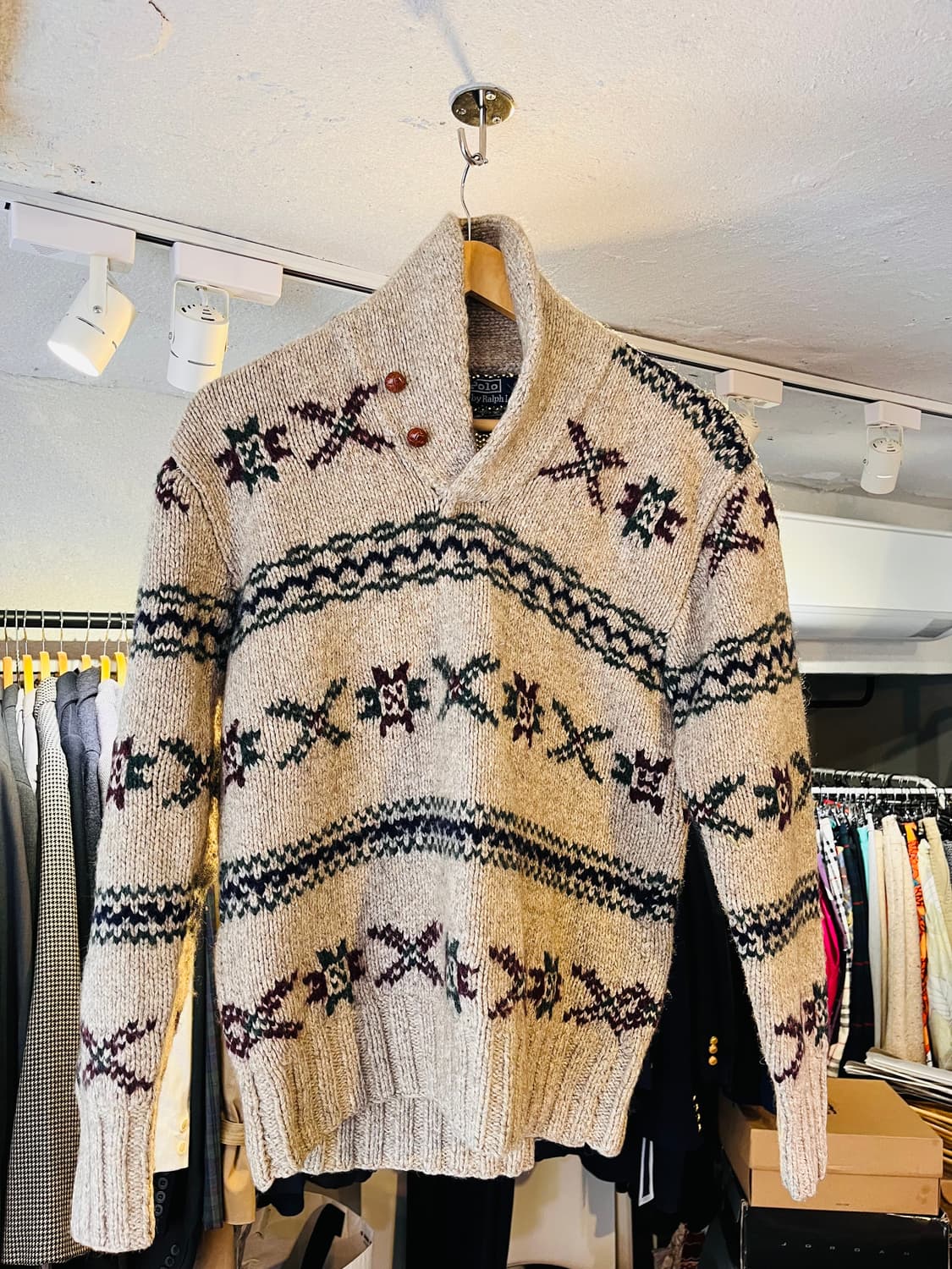 폴로 랄프로렌 핸드니트 숄카라 니트 (M) 상품이미지1