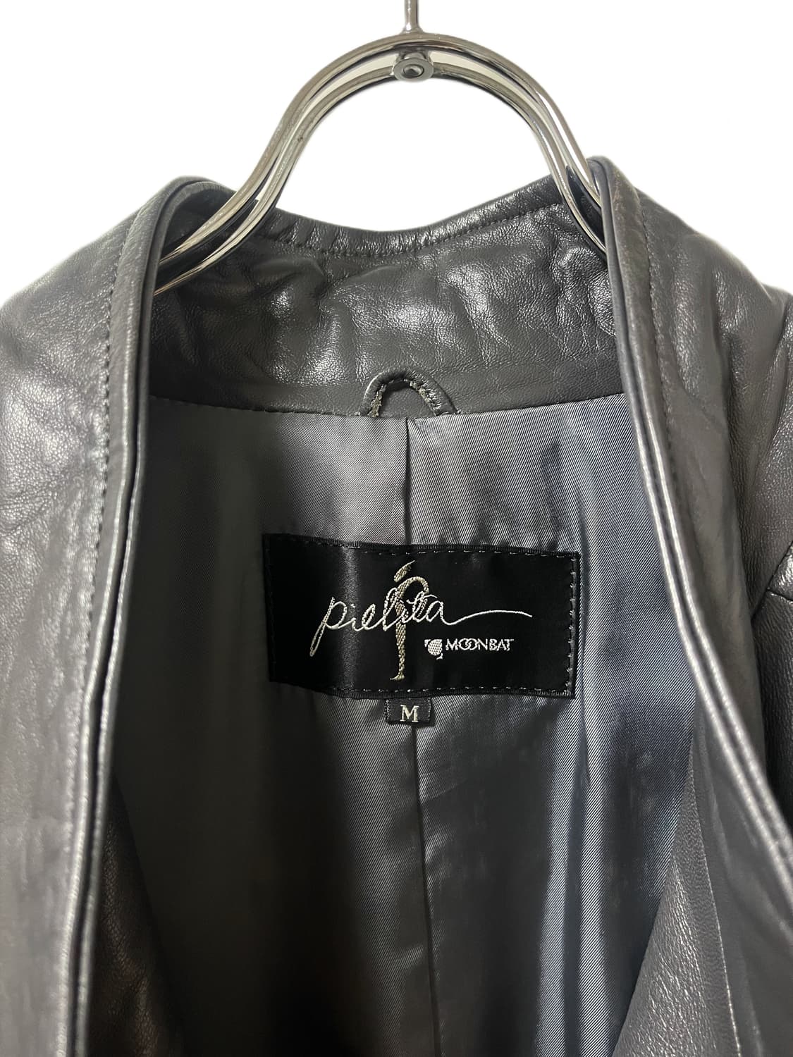 Oiled Charcoal Lambskin Leather Coat 상품이미지5