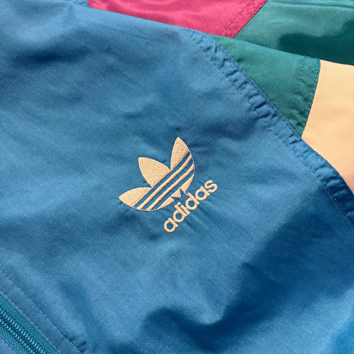 [L] 90s 아디다스 올드스쿨 컬러블록 바람막이 자켓 C387 상품이미지4