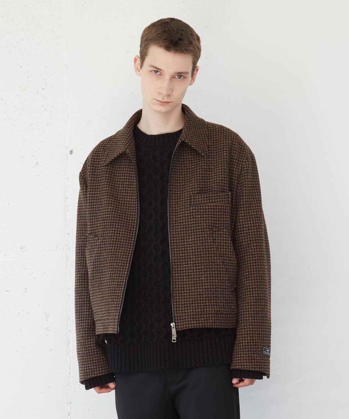 MNGU 쇼트 울 블루종 IN 체크 자켓 L 상품이미지1