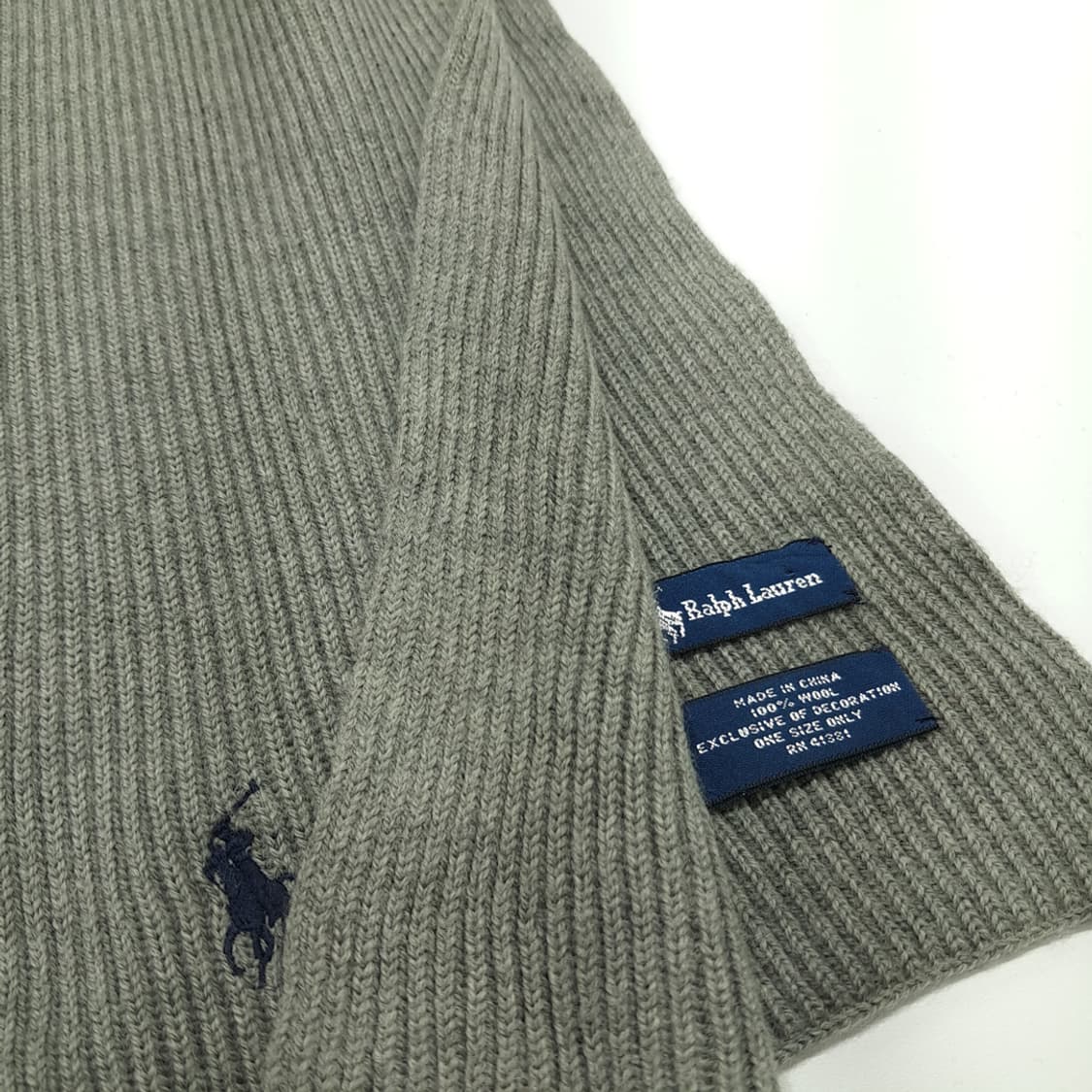 MX286 폴로 랄프로렌 더스티그레이 울 니트 목도리 머플러 상품이미지5