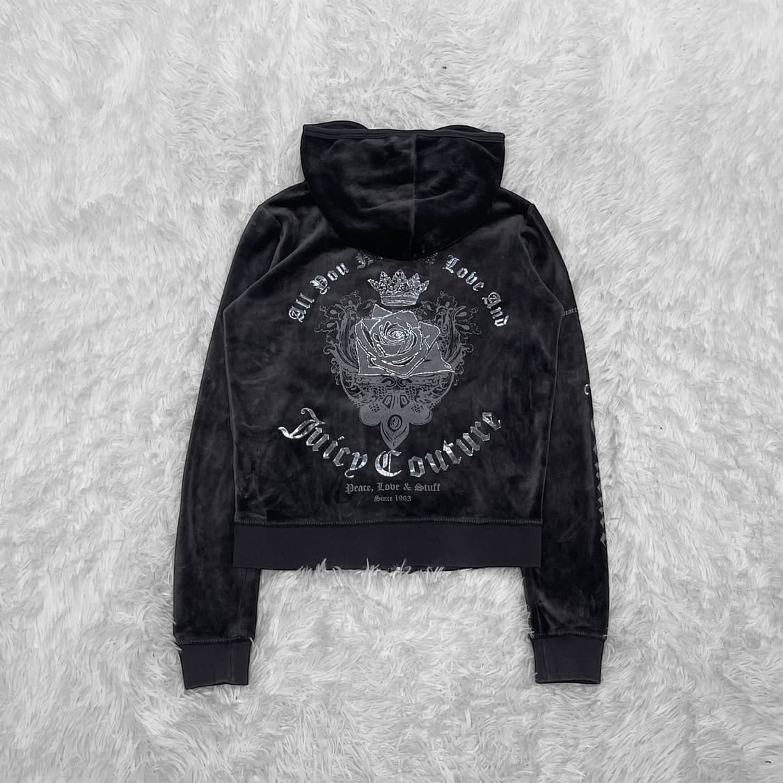 쥬시꾸띄르 로즈 벨벳 후드 집업 상품이미지2