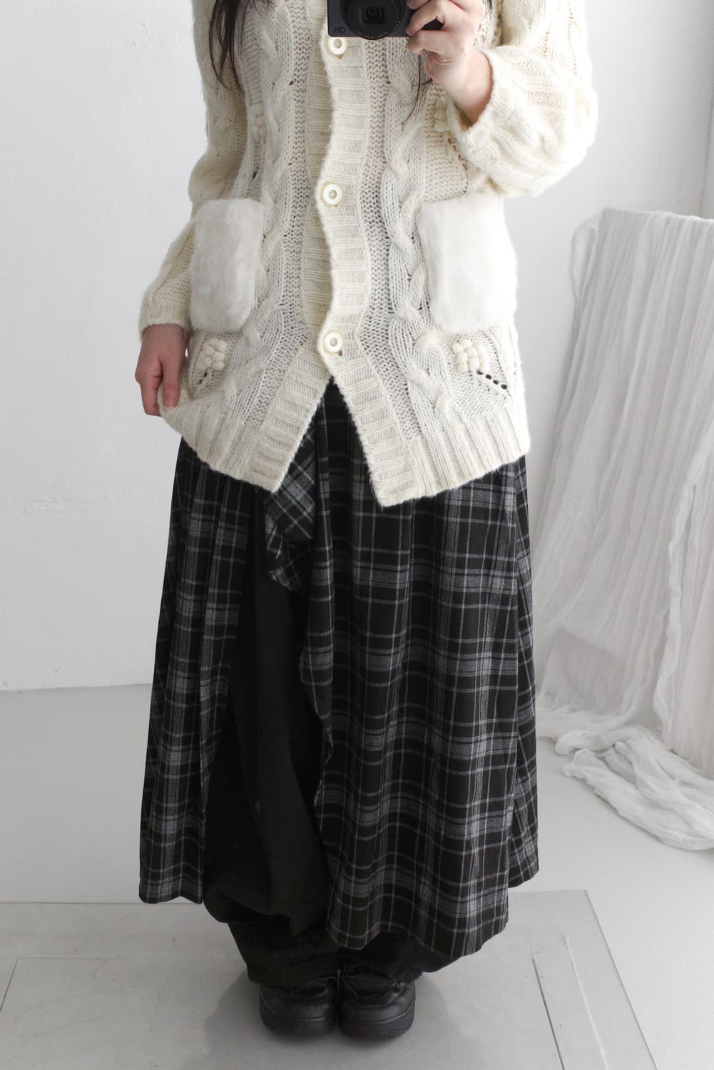 check frill layerd wrap skirt  상품이미지6