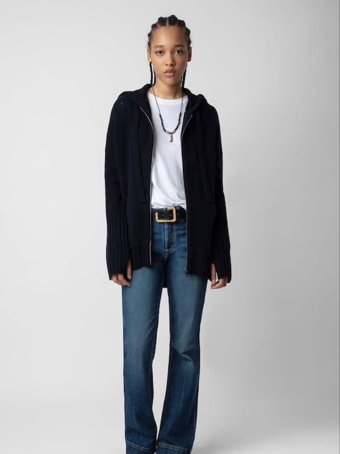 [M] 쟈딕앤볼테르 Salma 락앤롤 레터링 울 후디 가디건 상품이미지2