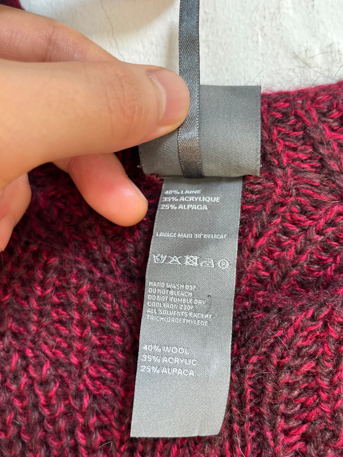 Lilith 릴리스 버건디 알파카 울 니트 사디건 XS 상품이미지4