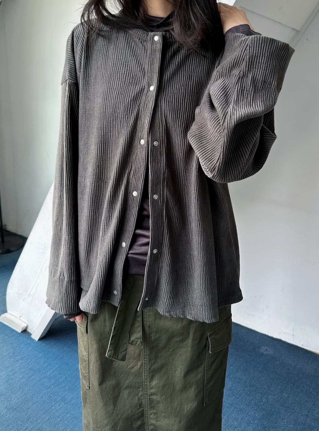 Irregular rib design wide cardigan jacke 상품이미지6