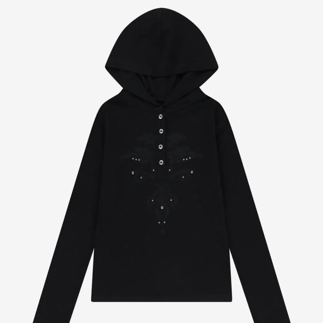 아캄 Studded Leaf Hooded Long Sleeve Black 상품이미지6